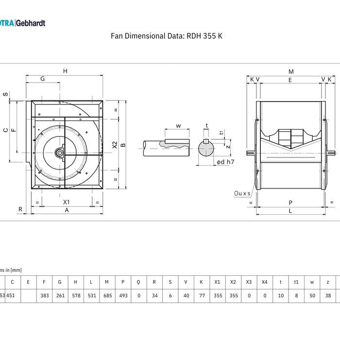 Nicotra Backward Curved Centrifugal Fan RDH 355 R