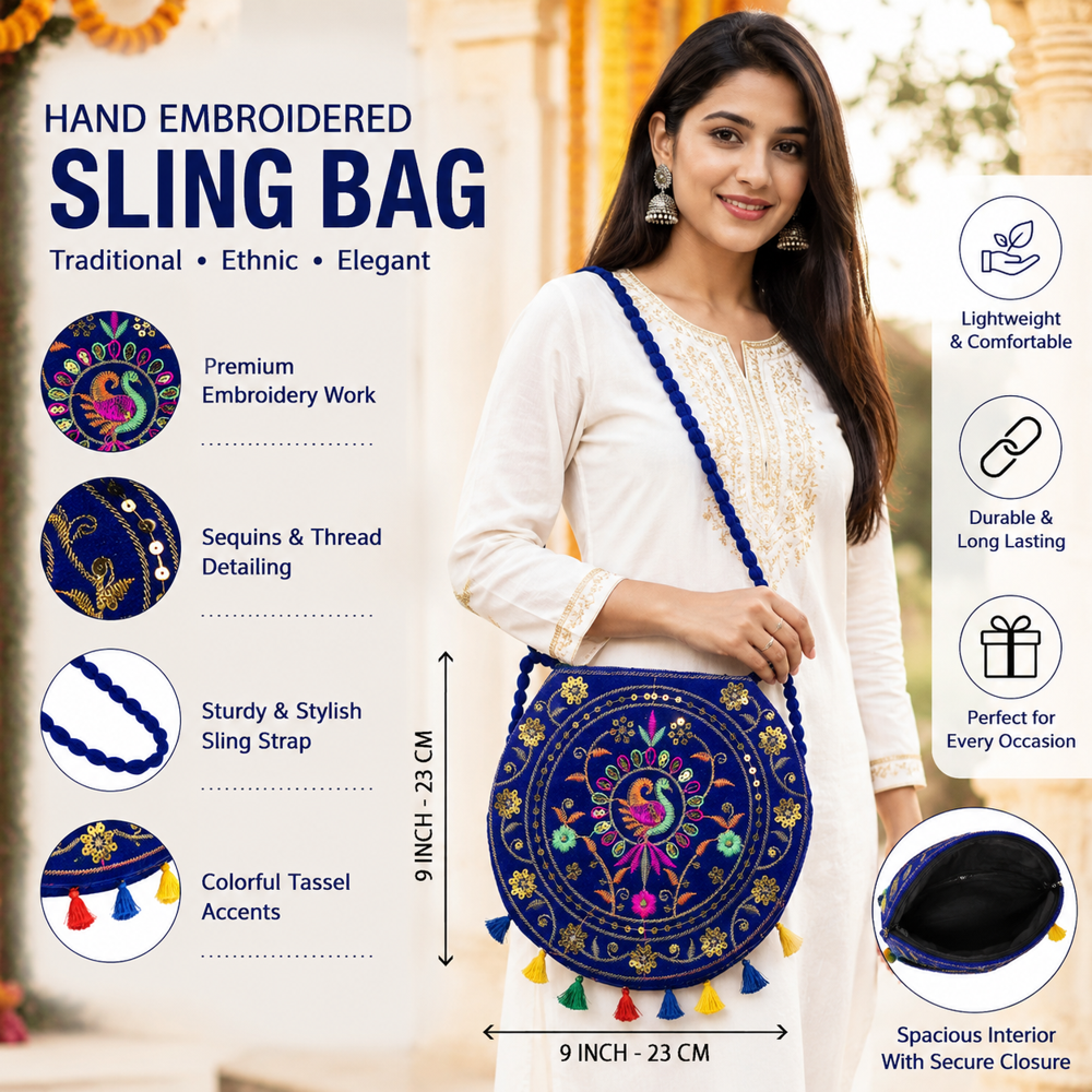 Ethnic Handcrafted Sling Bag for Women & Girls