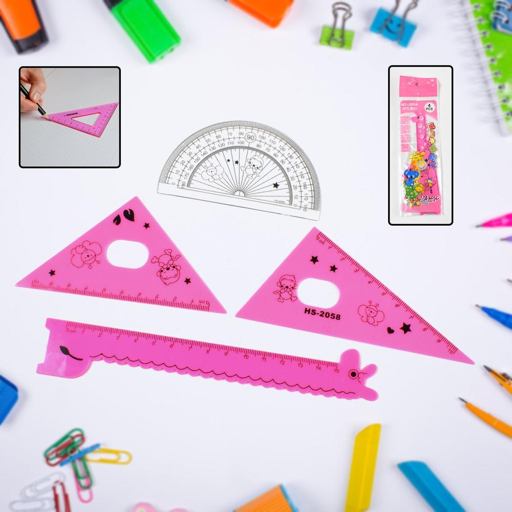 Cute Cartoon Giraffe Ruler Scale Meter Ruler Triangle Ruler (4 Pc Set) - Application: As Per Product Requirement