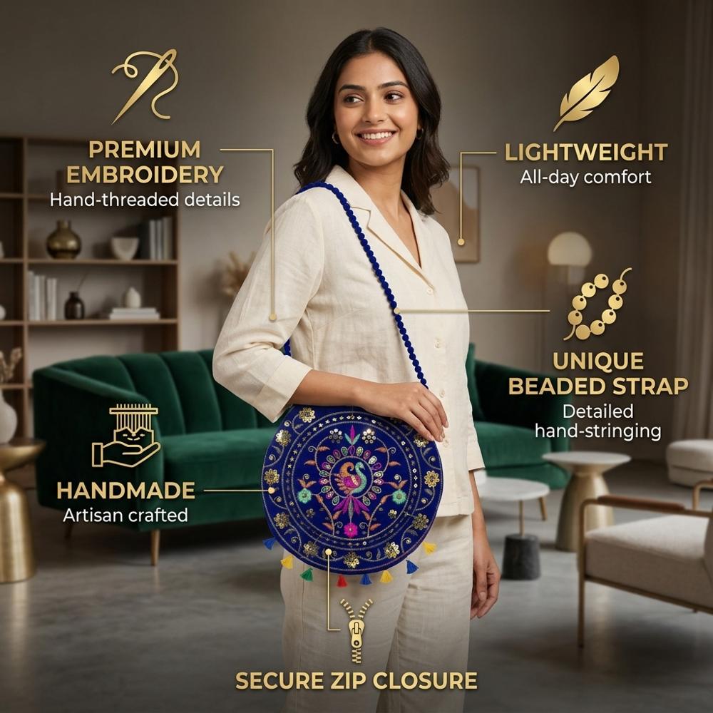 Handcrafted Peacock Sling Bag for Women & Girls