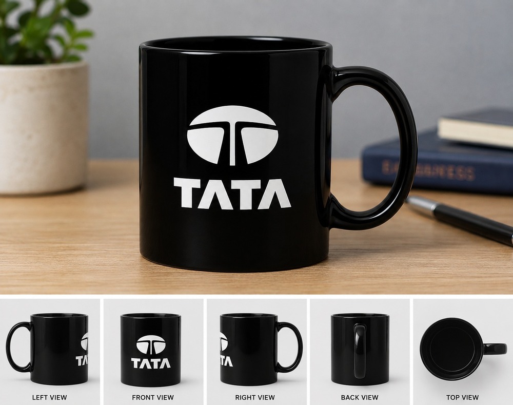 Glossy Black Ceramic Coffee Mug