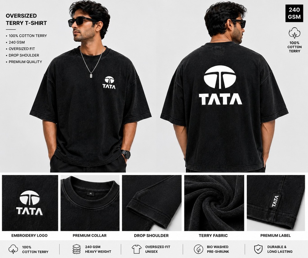 Black Oversized Terry T Shirt