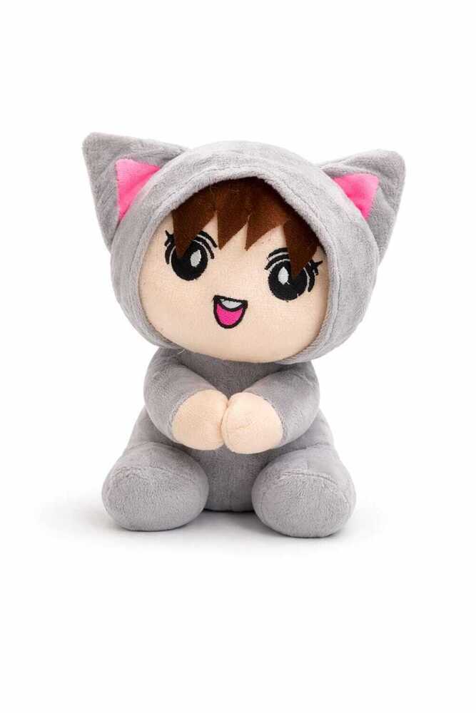 Kawaii Grey Cat Hoodie Doll Soft Toy