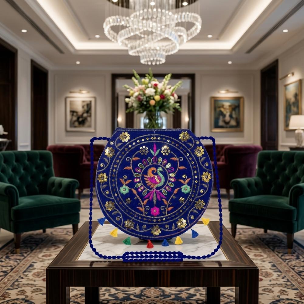 Ethnic Embroidery Bag with Stylish Beaded Strap
