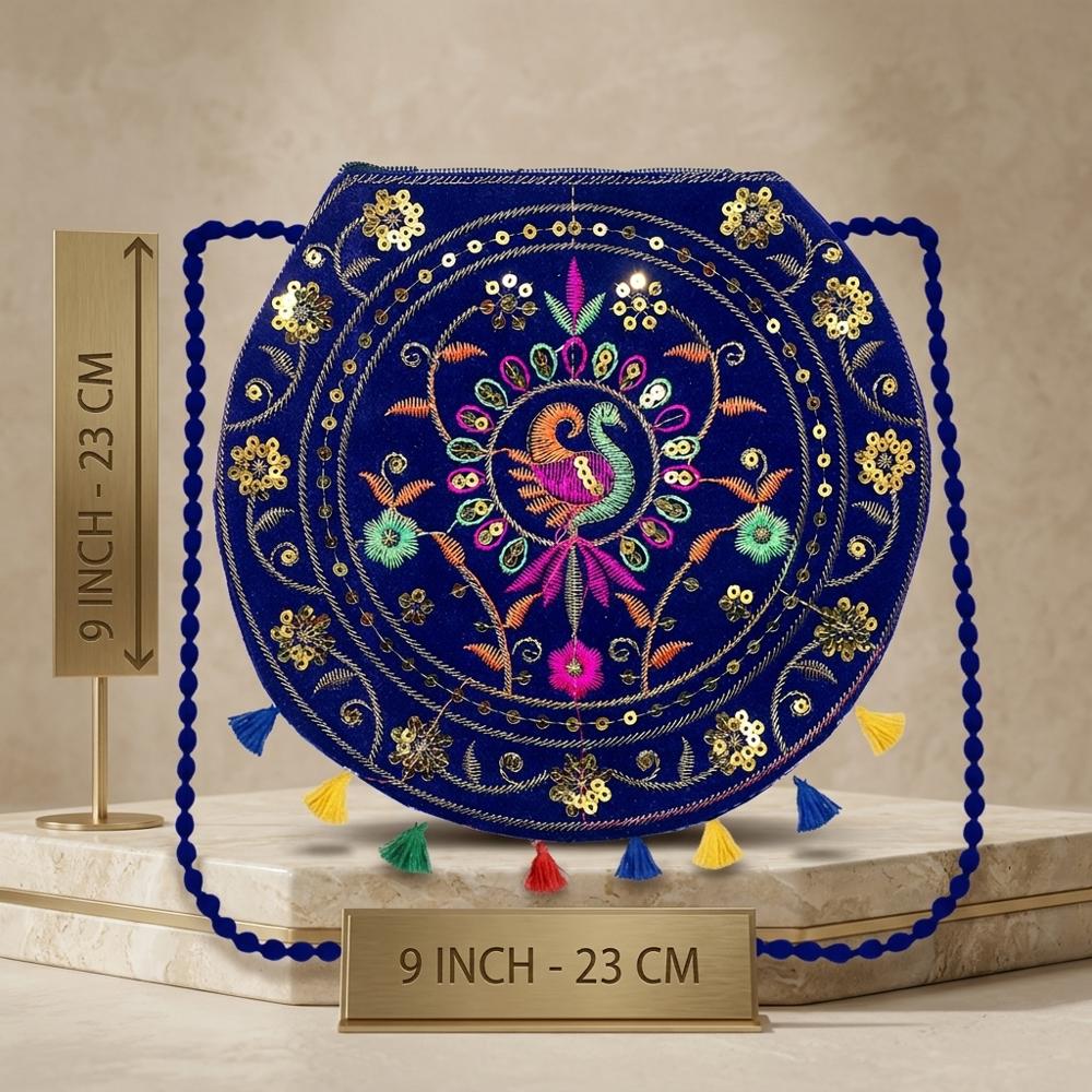 Handcrafted Ethnic Sling Purse with Peacock Design