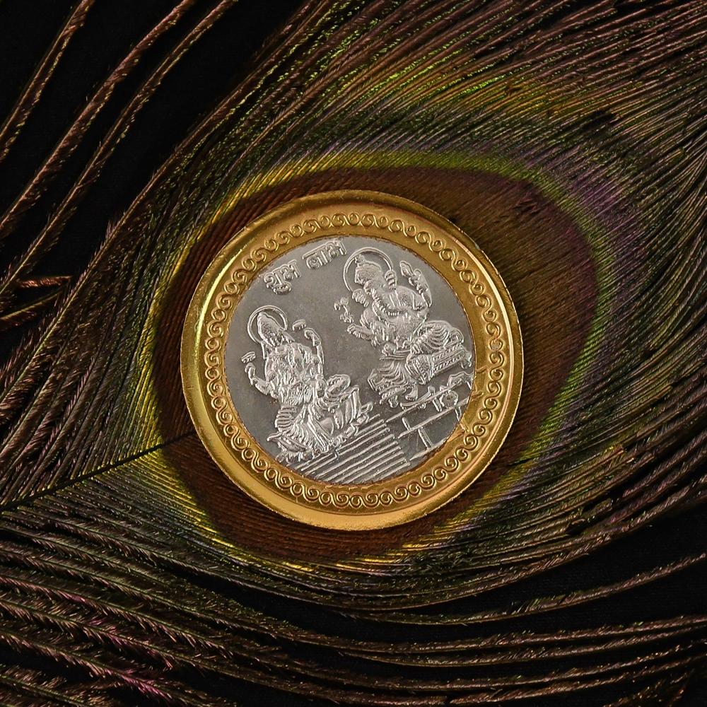 Premium Gold & Silver Dual-Tone Religious Coin With Lakshmi Ganesh Design - Application: As Per Product Requirement