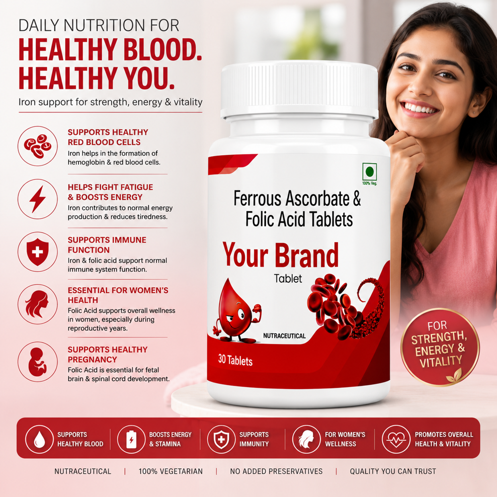 Ferrous Ascorbate & Folic Acid Tablets - Best Before: 24 Months From Manufacturing