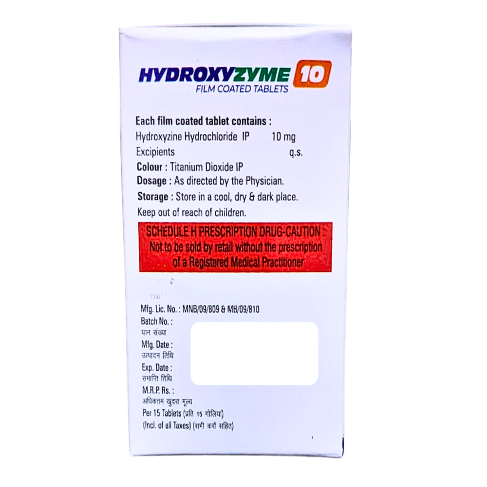 Hydroxyzine Hydrochloride Tablets Ip 10 mg