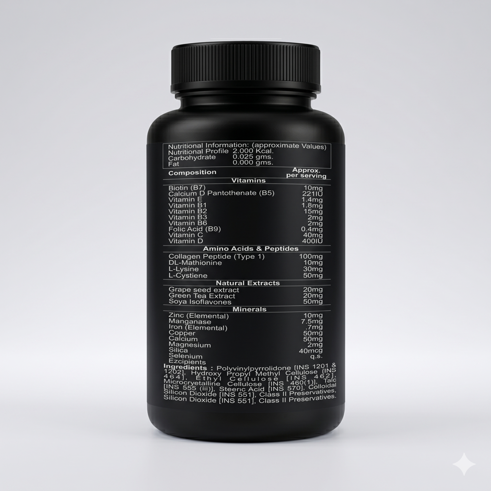 Hair Growth Supplement Tablets with Collagen Peptides, Biotin & Amino Acids
