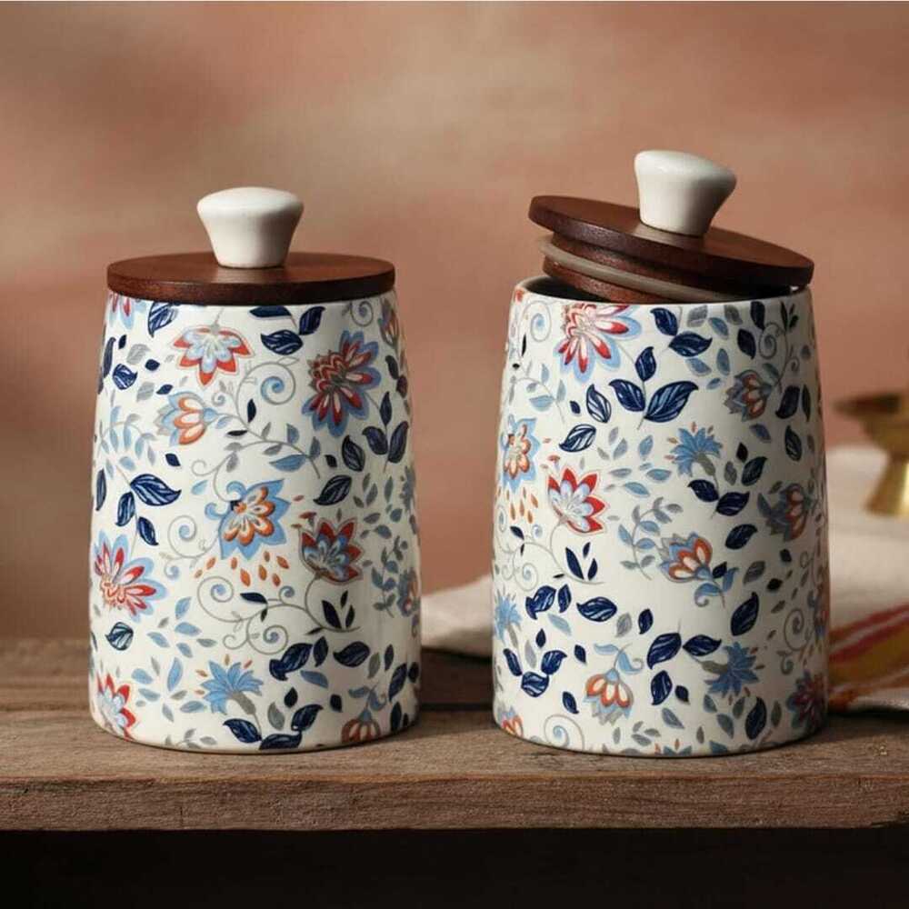 Ceramic Jar With Wooden Lid