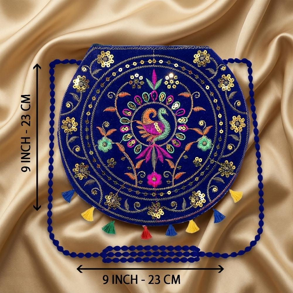 Ethnic Peacock Shoulder Bag with Multicolor Tassels