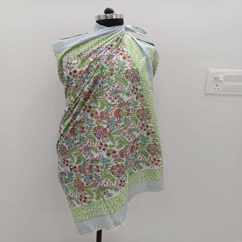 Hand Block Printed Cotton Scarf Cum Beachwear Sarong