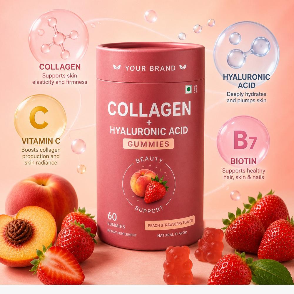 Collagen + Hyaluronic Acid Gummies for Skin Hydration & Beauty Support