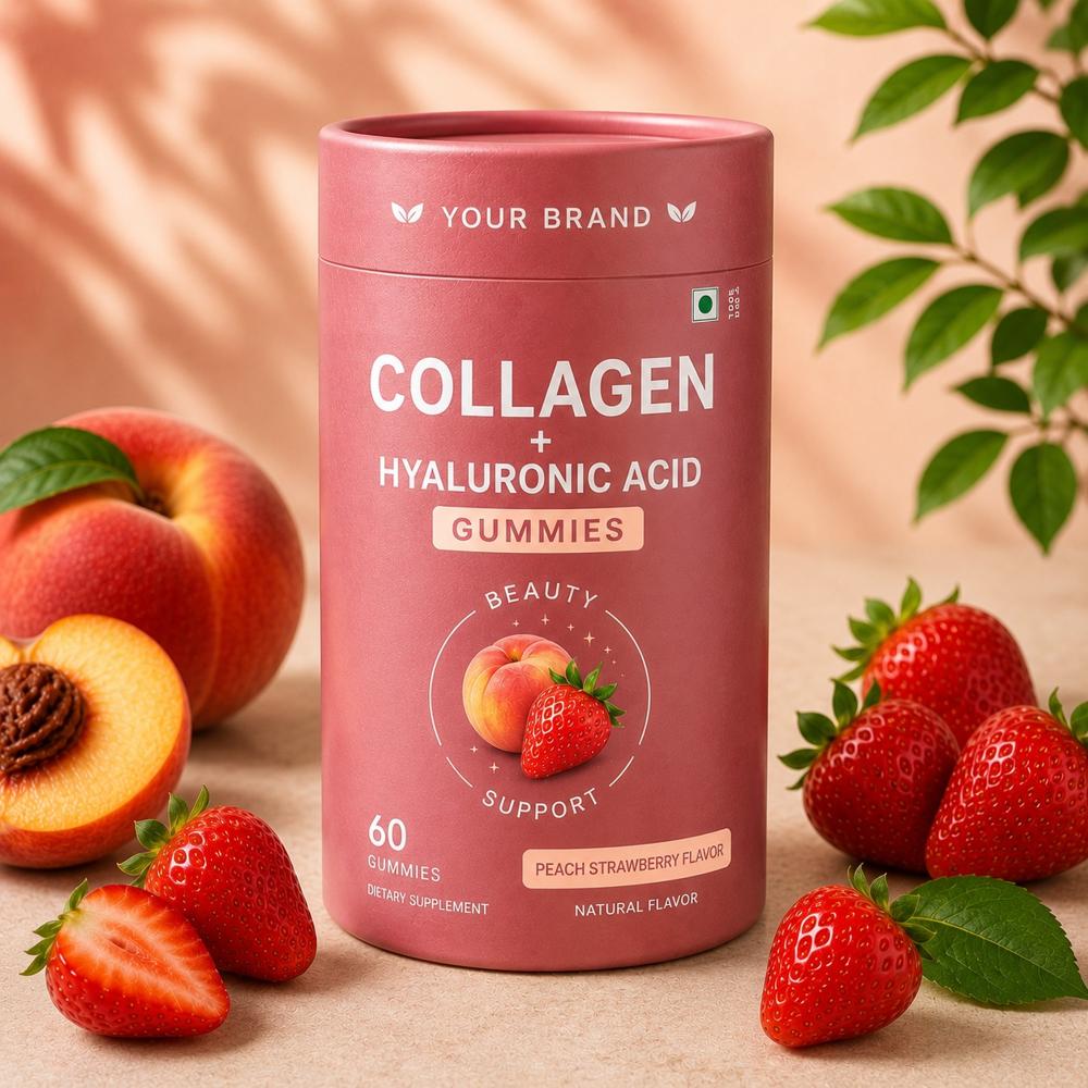 Collagen + Hyaluronic Acid Gummies for Skin Hydration & Beauty Support