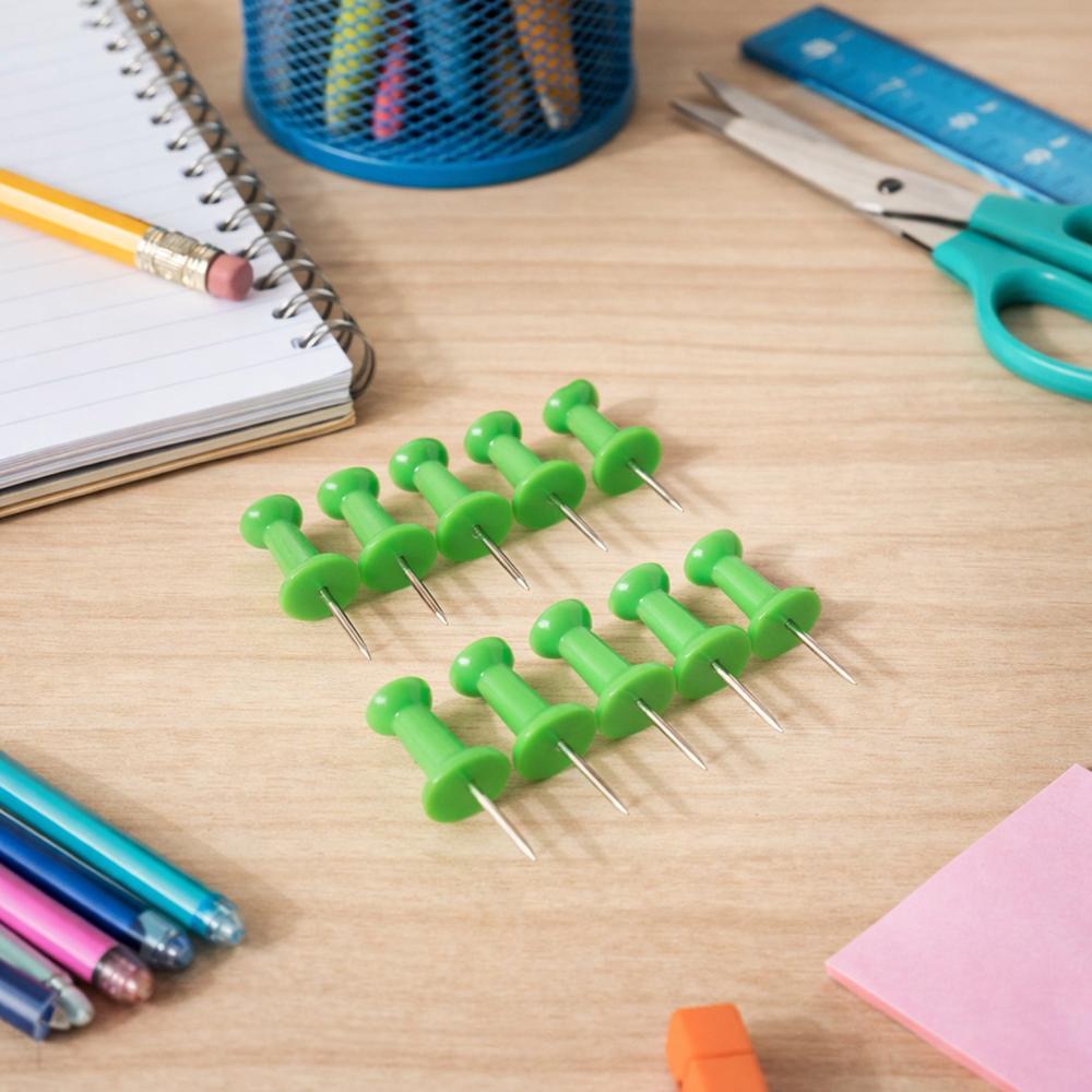 Green Plastic Push Pins Thumb Tacks For Notice Board (10 Pc) - Application: As Per Product Requirement