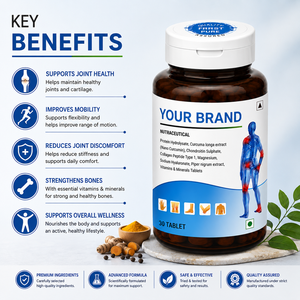Joint Care Tablets with Collagen Type 1, Nano Curcumin, Chondroitin & Hyaluronic Acid