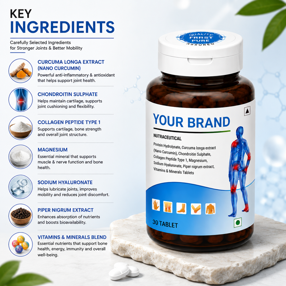 Joint Care Tablets with Collagen Type 1, Nano Curcumin, Chondroitin & Hyaluronic Acid