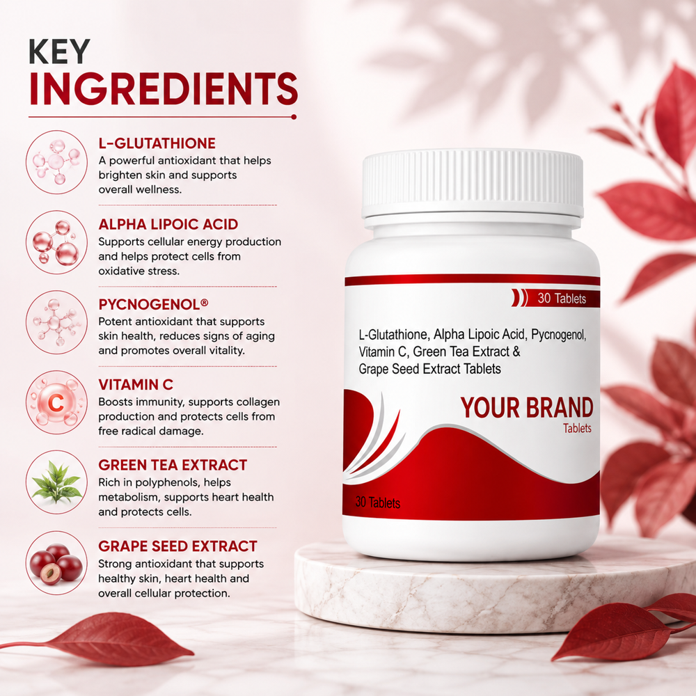 L- Glutathione, ALA, Grape Seed Extract Tablet