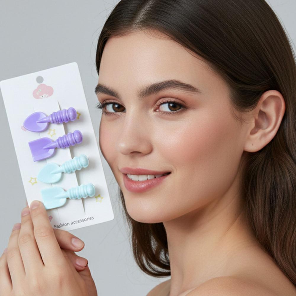Cute Spoon & Spatula Shape Decorative Hair Clip Set (4 Pc) - Age Group: As Per Product Requirement