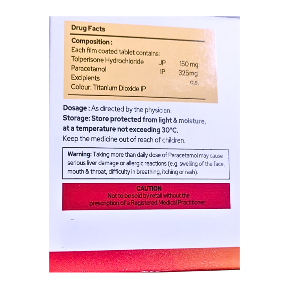 Tolperisone Hydrochloride & Paracetamol Tablets