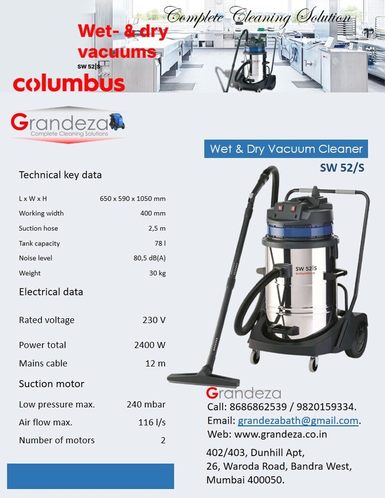 COLUMBUS Back Pack vacuum Cleaner RS 5 B