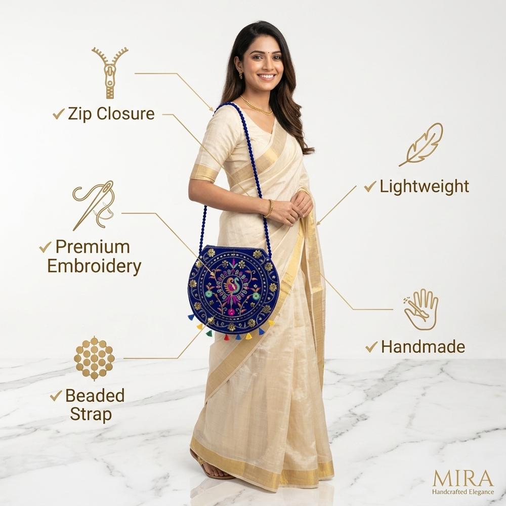 Designer Ethnic Peacock Shoulder Bag for Women
