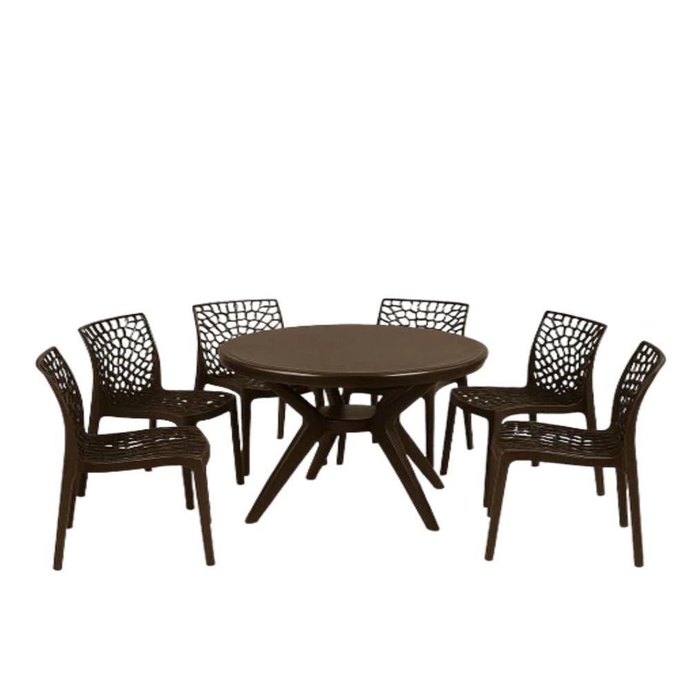 PLASTIC ROUND DINING TABLE AND CHAIR SET
