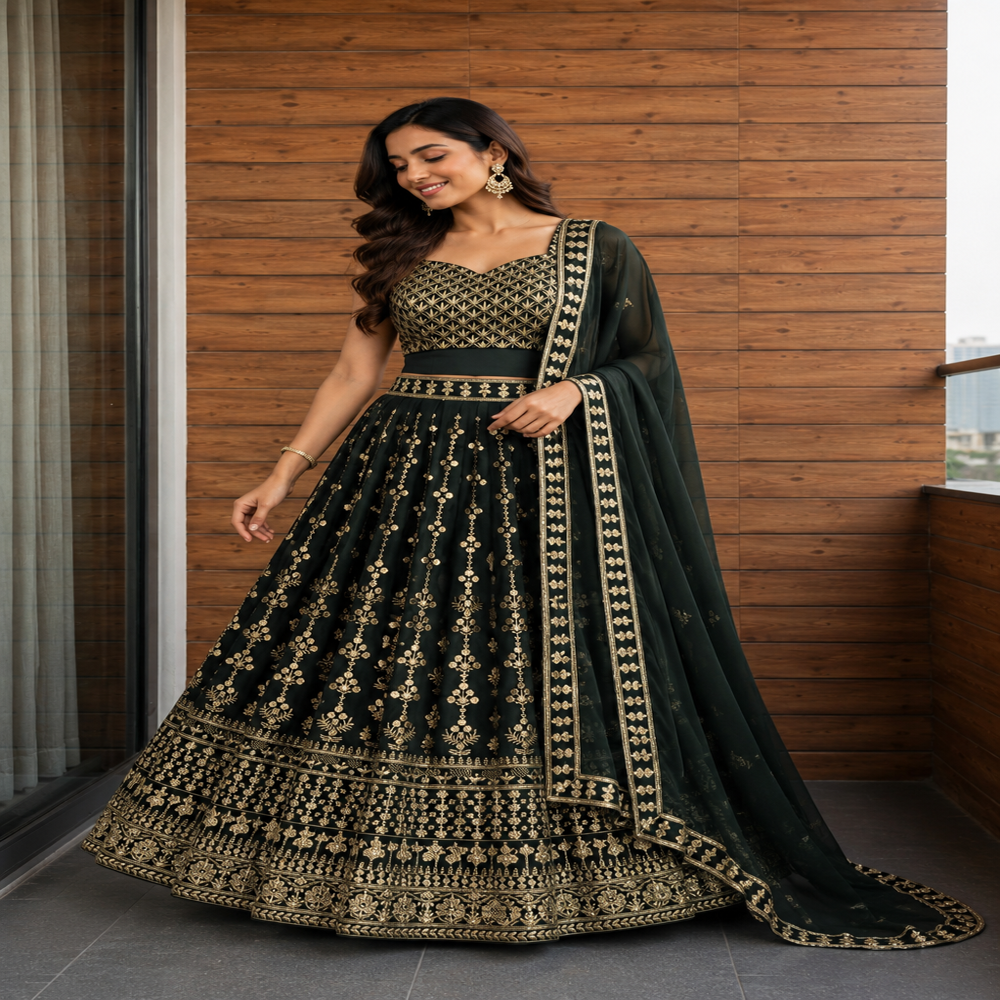 Black Lehengha Choli - Dress Style: Traditional