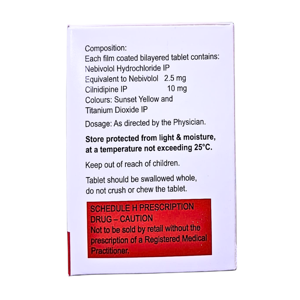 Nebivolol Hydrochloride 2.5 mg And Cilnidipine 10 mg Tablets