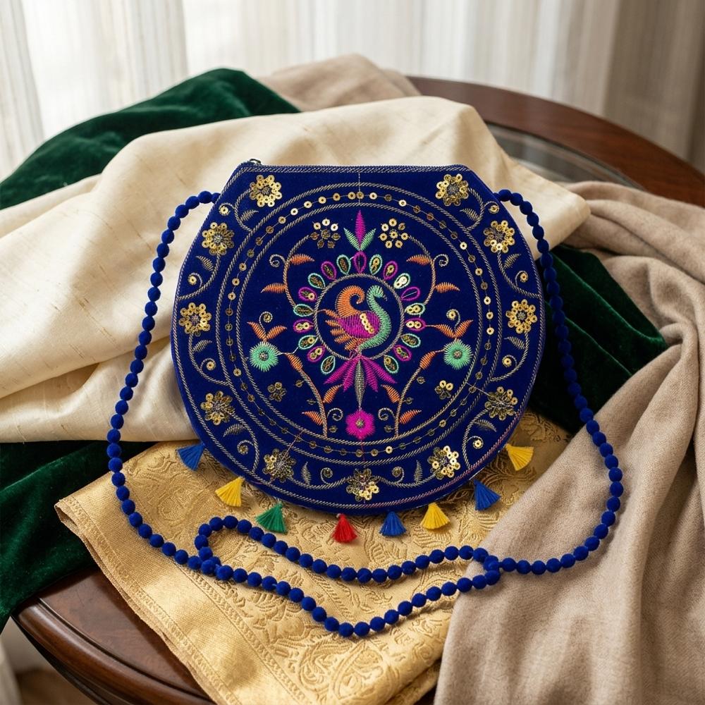 Ethnic Embroidered Crossbody Purse for Women