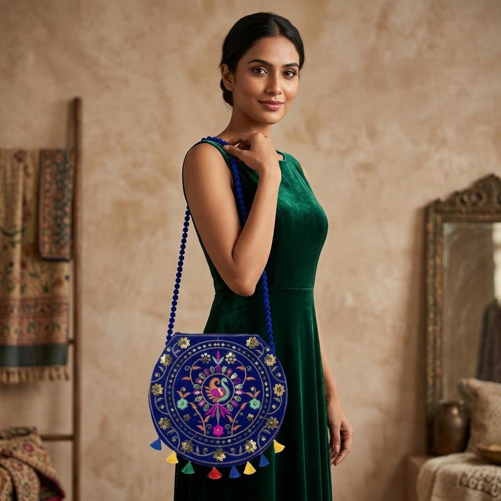 Ethnic Embroidered Crossbody Purse for Women