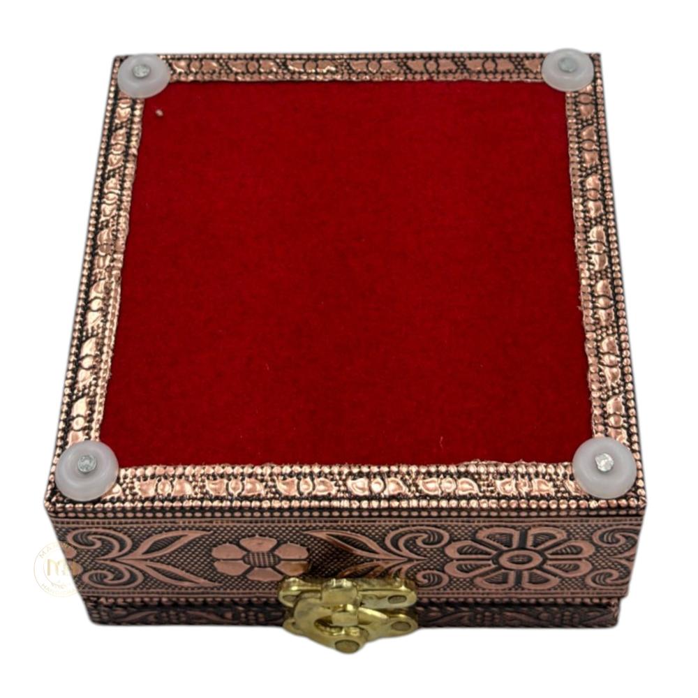 Premium Brass Finish Meenkari Wooden Pichwai Print Jewellery and Pooja Box for Gifting & decoration
