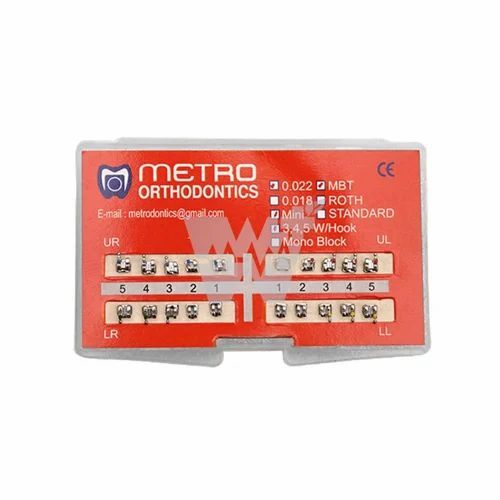 Metro Orthodontics Gold Series Pack of 20 Metal Conventional Brackets - 022 MBT