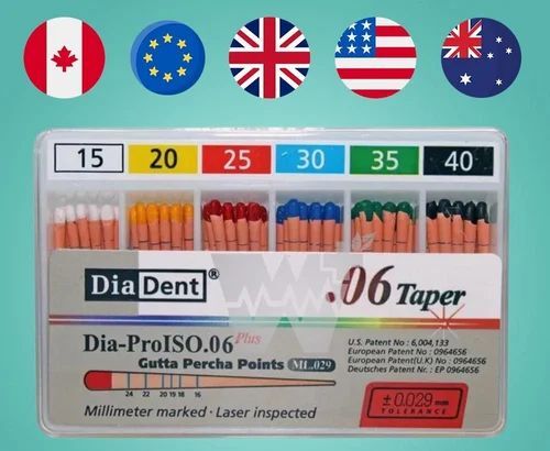 Diadent Special Tapered ISO Color-Coded 6_ Gutta Percha Points - 25
