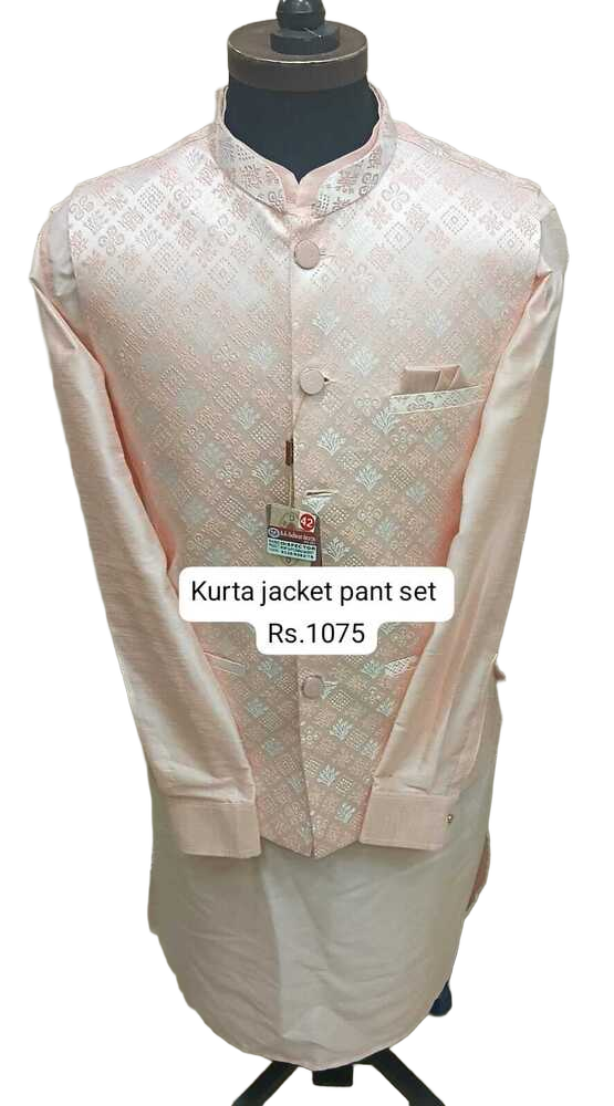 Peach Kurta Jacket Pant Set