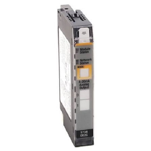 Allen-Bradley 1734-OE2C POINT I/O Analog Output Module. Engineered to mount seamlessly onto standard 1734-TB or 1734-TBS terminal bases, this high-precision slice module delivers 2 single-ended analog current output channels.
