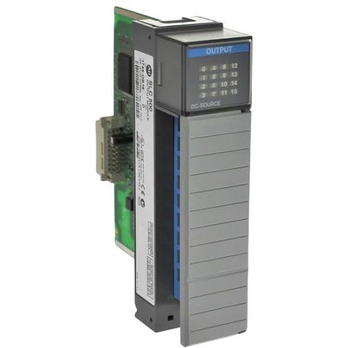 Allen-Bradley 1746-OB16E SLC 500 Digital Output Module | 16-channel sourcing transistor outputs (24V DC), electronically protected, SLC 500 chassis-based platform, optical isolation, legacy industrial control component