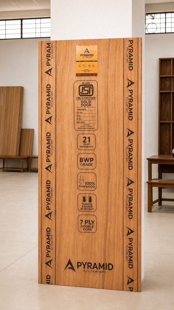 Pyramid Flush Door - Color: Natural Wood Finish