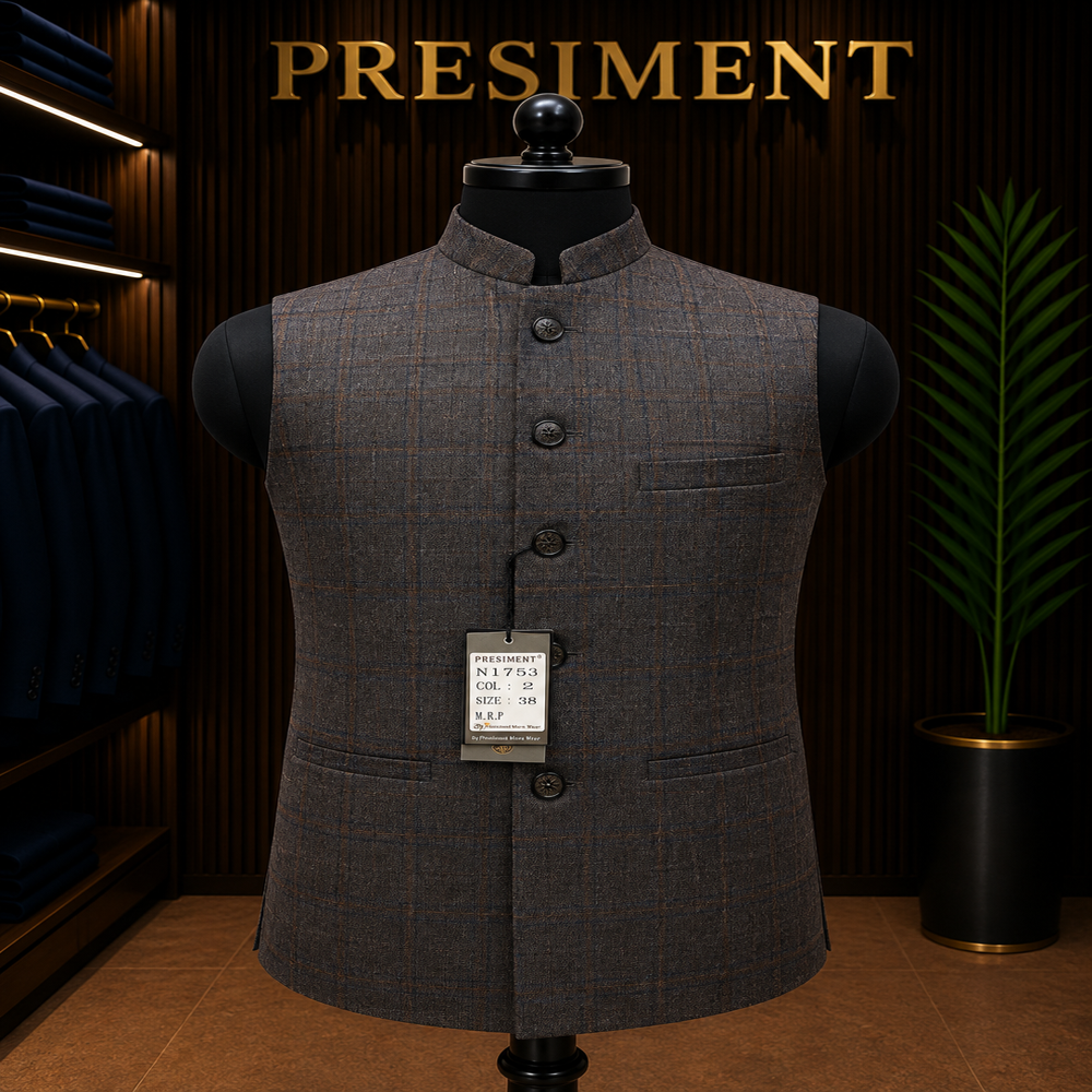 Men's premium Checked Nehru Jacket