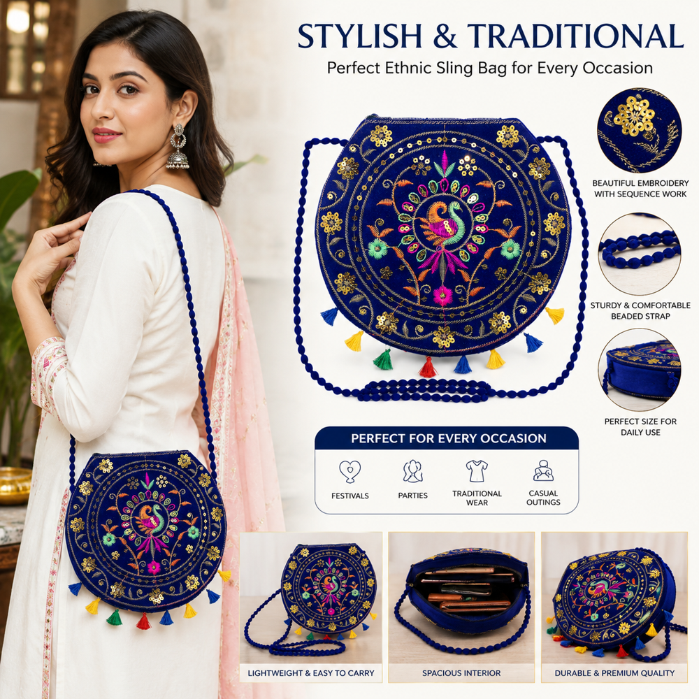Designer Sling Bag with Traditional Embroidery Work