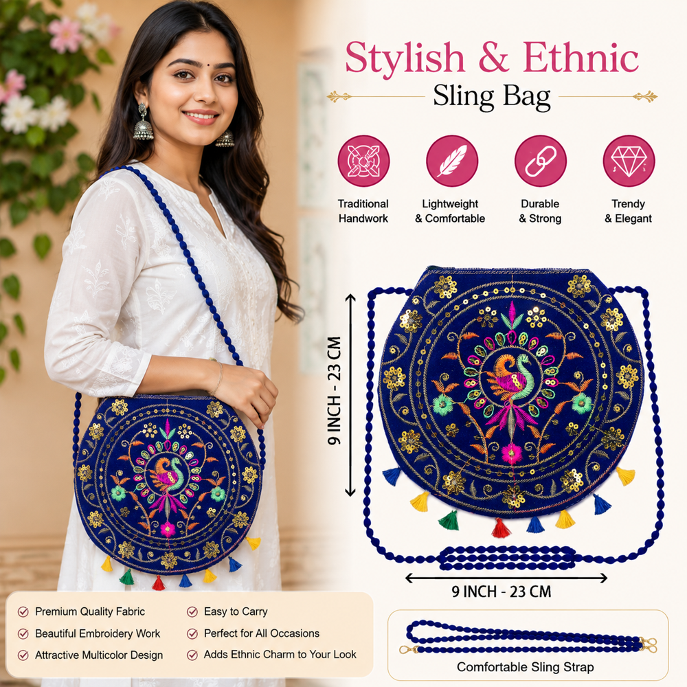 Women Traditional Ethnic Bag with Peacock Design