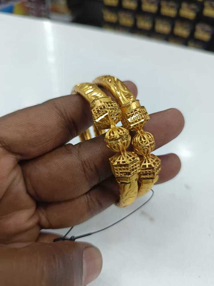 Elegant Floral Cluster Gold-Plated Bangle Pair