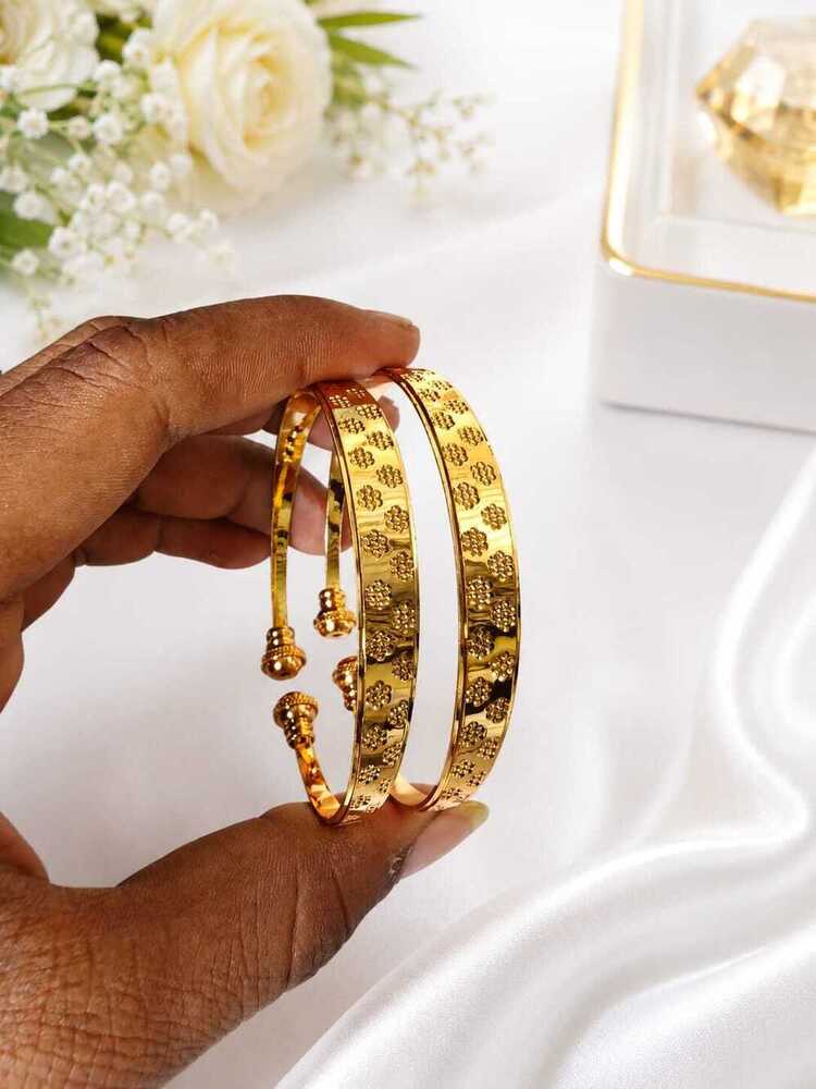 Gold Dotted Floral Cuff