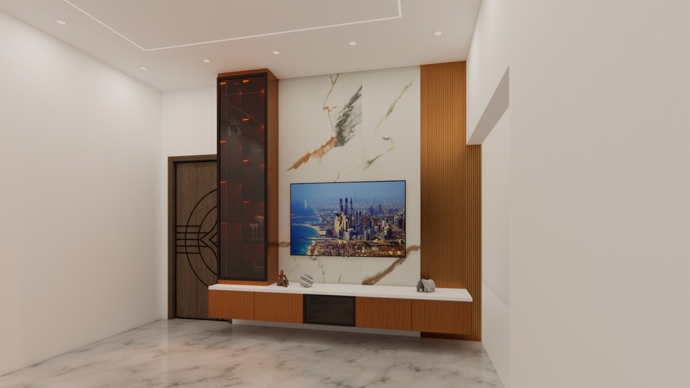 Warm Wooden Accent TV Wall
