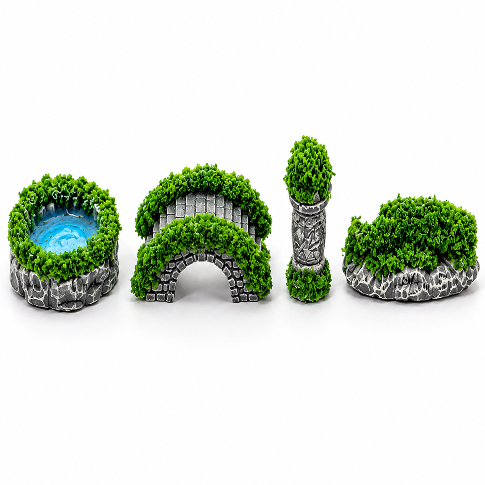 Trees Rocks, Waterfall Structures, Bridge Elements