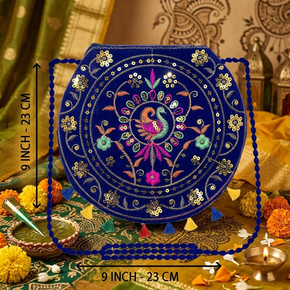 Women Designer Embroidery Sling Purse