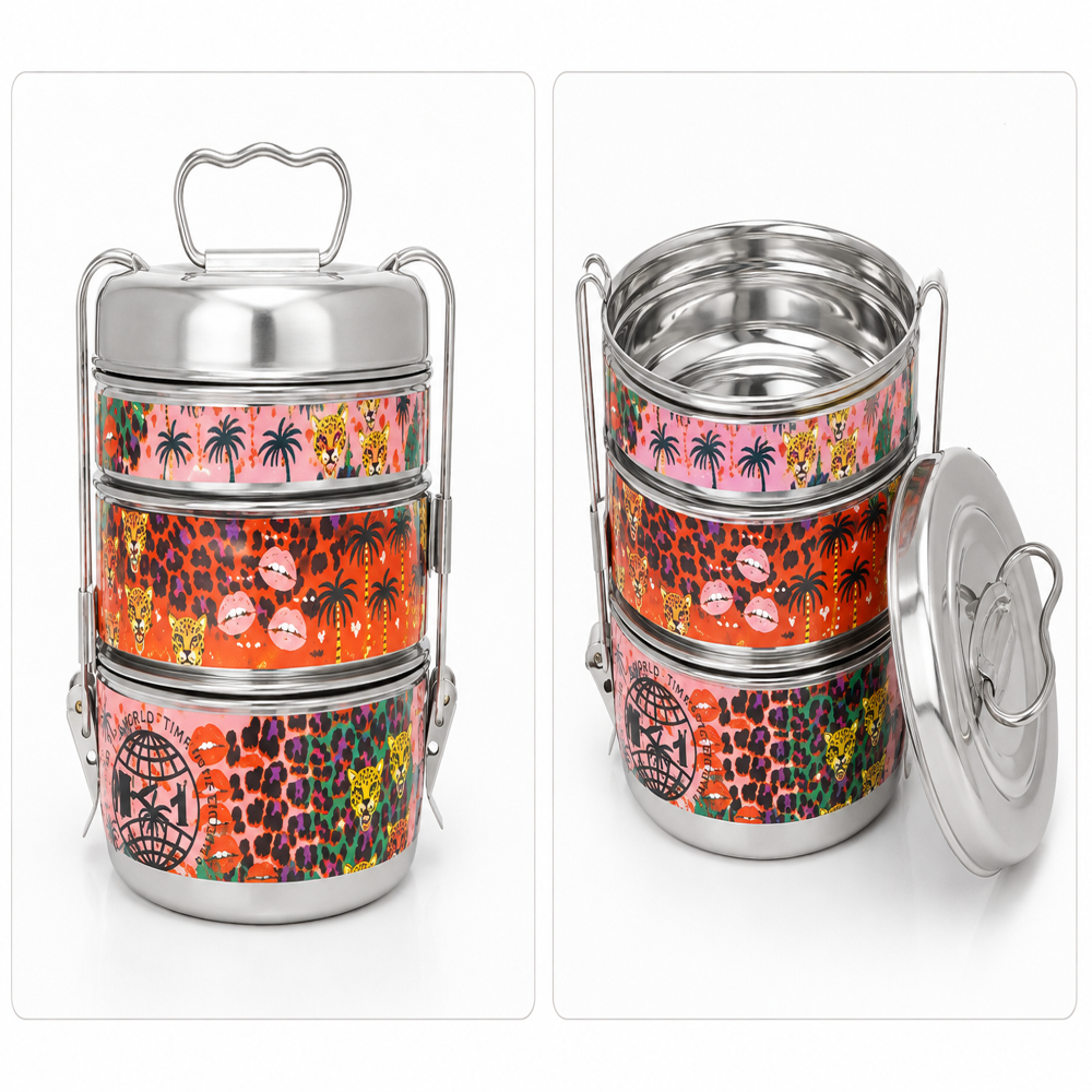 SS Enamel Clip Tiffin Box
