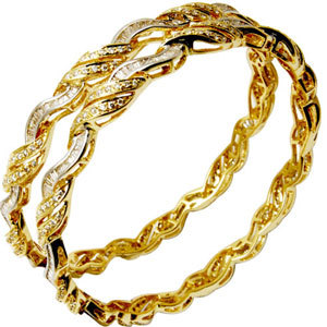 Diamond Pave Setting Bangles Jewelrytwo Tone Gold Bangles 2013 Latest Designer Catalog Gender: Women