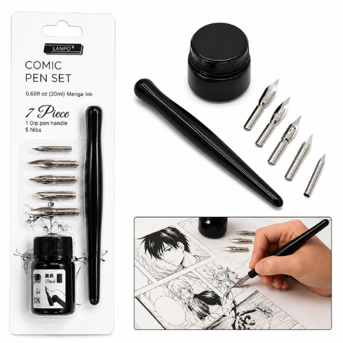 Wood Comic Pen Set , 6 in 1