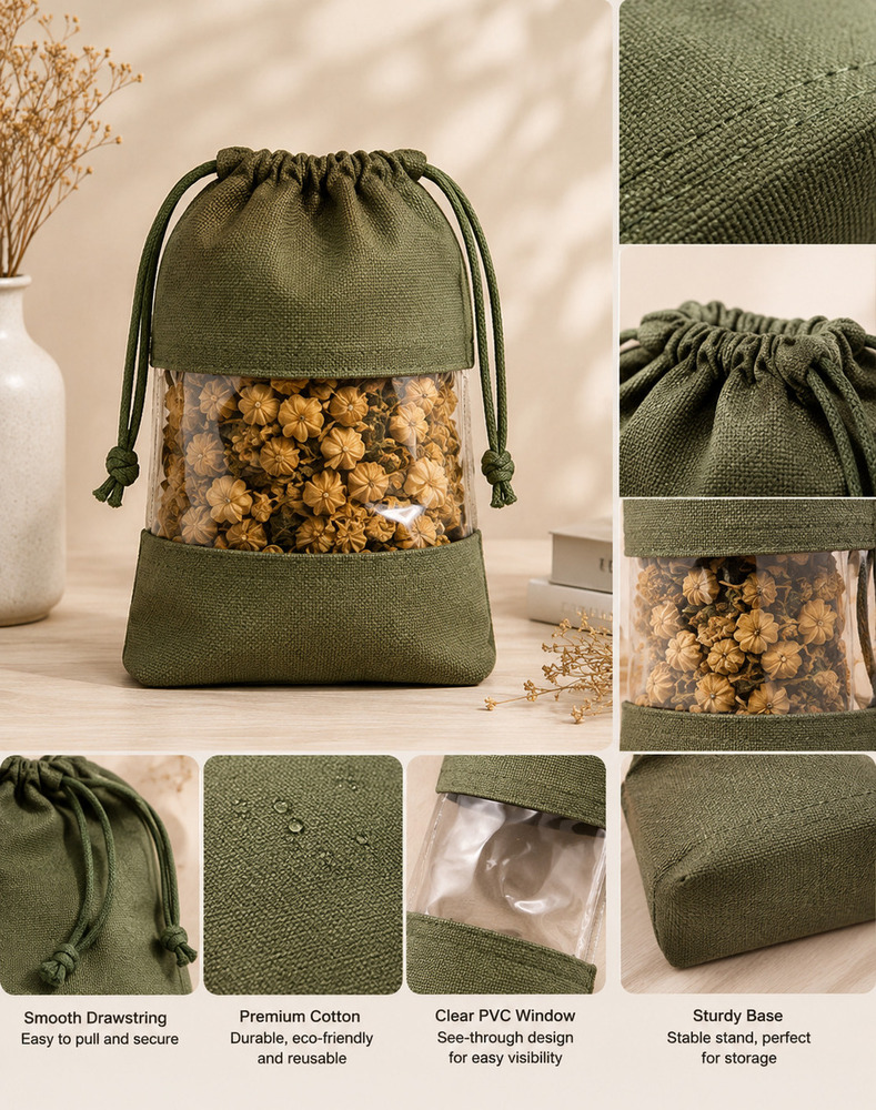 Olive Green Premium Drawstring Potli Bag